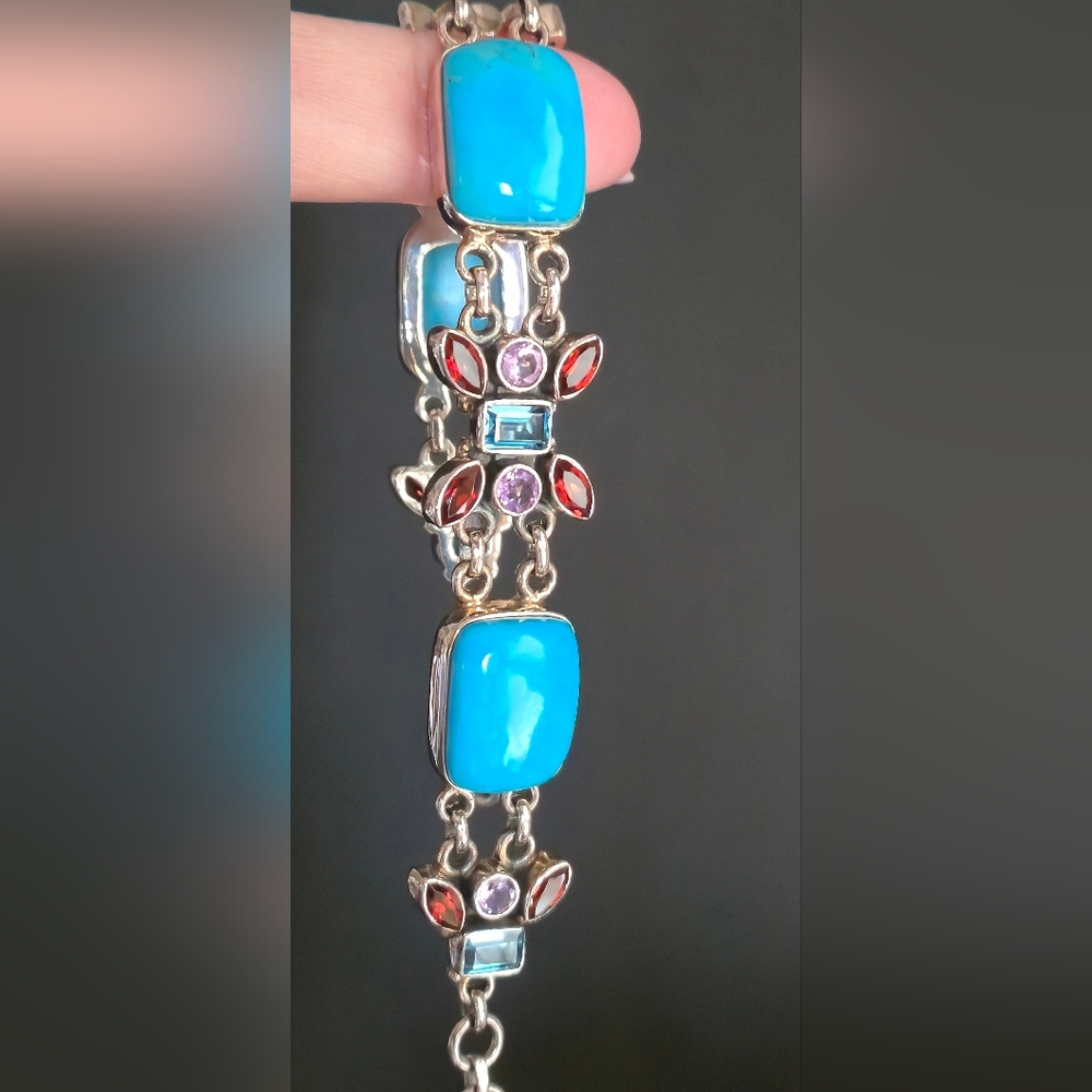 Nicky Butler Turquoise Garnet 925 Sterling Silver Designer Bracelet Amethyst NB - Picture 13 of 16